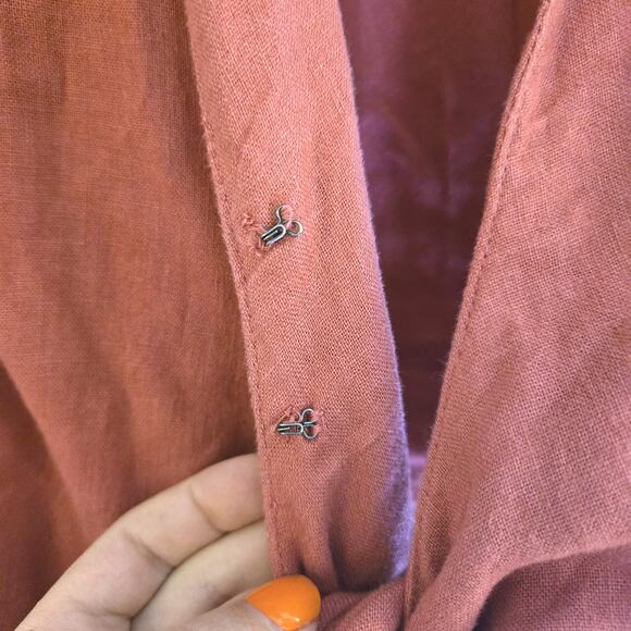 Abercrombie & Fitch S Linen Blend Tie-Front Cropped Vest Top Terracotta Pink - Picture 5 of 7